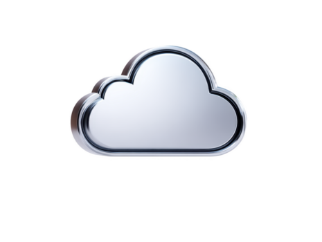 skinande metallisk moln ikon silver- Färg isolerat på genomskinlighet bakgrund modern digital symbol 3d tolkning rena och minimal design teknologi begrepp trogen stil png