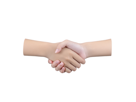 Handshake agreement partnership cooperation trust unity business teamwork connection support two hands shaking in gesture of collaboration and mutual respect isolated on transparency background png