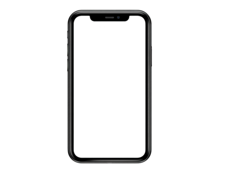 Smartphone frame black border modern mobile device isolated on transparent background blank screen digital technology minimal design empty display contemporary style sleek and simple png