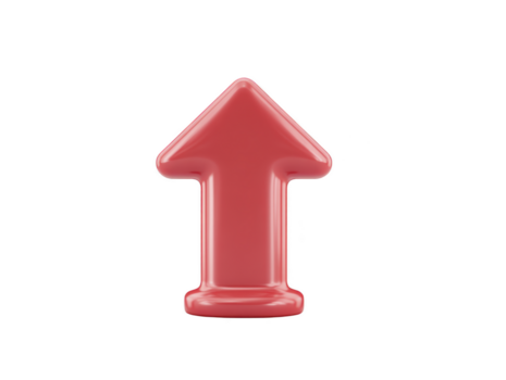 vermelho seta lustroso para cima 3d ícone símbolo direção navegação isolado ponteiro moderno simples plástico objeto negrito brilhante gráfico Projeto limpar \ limpo mínimo brilhante vibrante alegre positivo motivação png