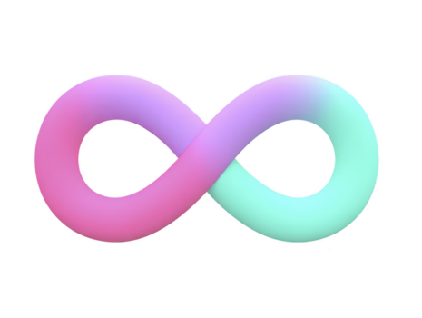 infinidade símbolo gradiente pastel ciclo abstrato colorida 3d forma Projeto infinidade símbolo com suave pastel gradiente Rosa roxa e azul criando suave e moderno abstrato 3d ciclo forma para criativo png