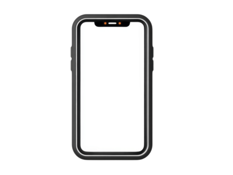 smartphone con vuoto bianca schermo, moderno nero mobile dispositivo, isolato su trasparente sfondo, digitale tecnologia, minimo disegno, pronto per App modello o utente interfaccia Schermo png