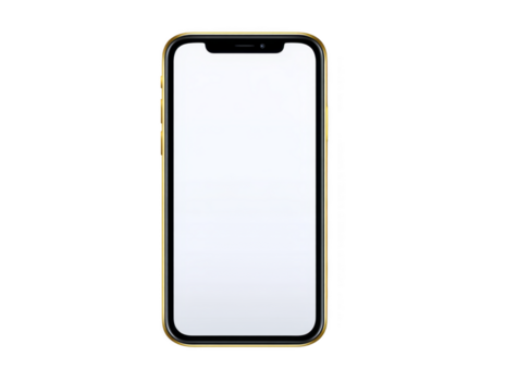 Smartphone mobile blank screen modern digital isolated device technology touch gold frame minimal communication vertical display clean empty contemporary wireless portable sleek elegant front view png