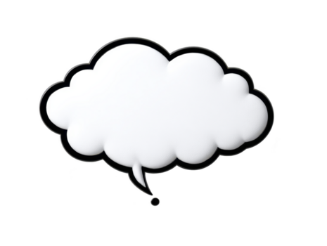 White speech bubble cloud shape isolated on transparent background ideal for text communication message or creative design with playful and lighthearted mood png