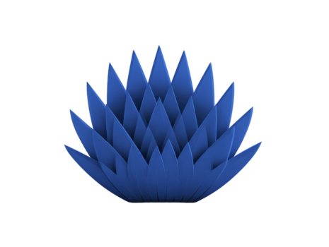 blu geometrico loto fiore con stratificato petali, moderno astratto disegno, simmetrico forma, minimo stile, isolato su trasparenza sfondo, calma e elegante sensazione png