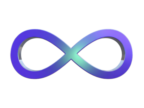 infinidade símbolo azul gradiente 3d Renderização isolado em transparente fundo moderno Projeto matemático conceito sem fim abstrato calma emoção png