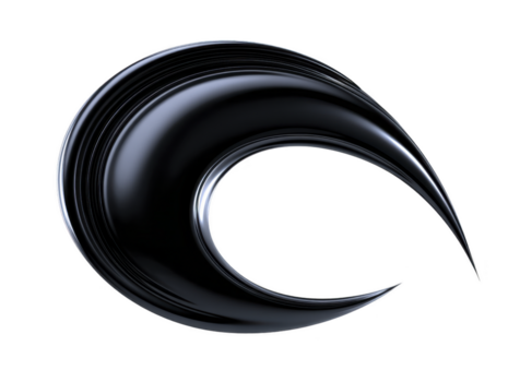 resumen negro creciente forma con lustroso superficie, moderno diseño, curvo líneas, dinámica y futurista estilo, aislado en transparente antecedentes png