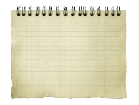 anteckningsbok papper spiral fodrad tom sida brevpapper notera skrivning tömma tom spiral anteckningsbok papper med fodrad sidor trasig kanter och texturerad yta perfekt för anteckningar skisser eller kreativ skrivning png