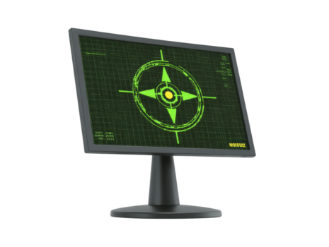 computadora monitor digital monitor verde Radar objetivo pantalla tecnología electrónico dispositivo moderno aislado transparencia antecedentes navegación png