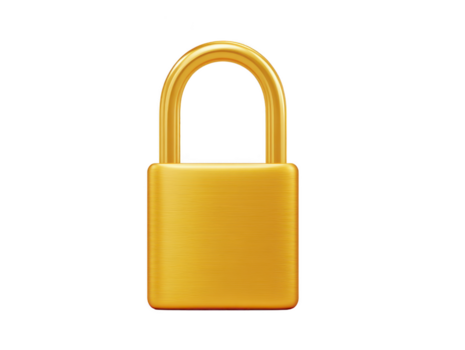 d'oro lucchetto sicurezza sicurezza protezione metallico brillante chiuso isolato serratura oggetto d'oro lucchetto con brillante metallico superficie simboleggiante sicurezza e protezione isolato trasparenza sfondo png