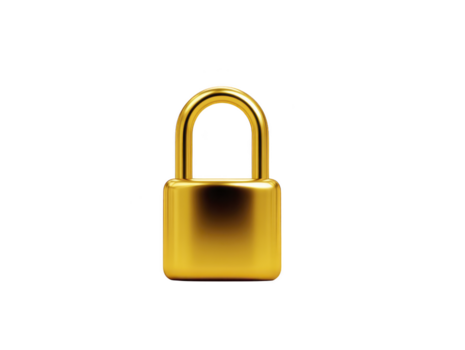 d'oro lucchetto brillante metallico serratura isolato su trasparenza sfondo simboleggiante sicurezza protezione vita privata e sicurezza con moderno e minimalista design png