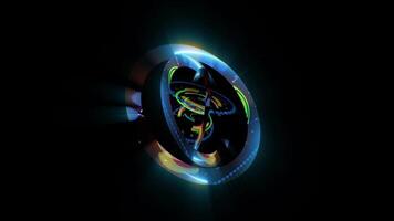 un fantástico abstracción con hud elementos. corrientes de digital datos son contenido dentro giratorio concéntrico anillos de azul matiz. video