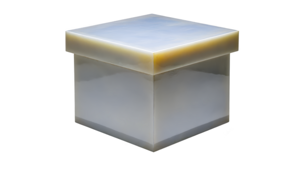 Square translucent box glossy surface minimalist design light reflection modern container isolated on transparency background elegant storage decorative clean contemporary style png