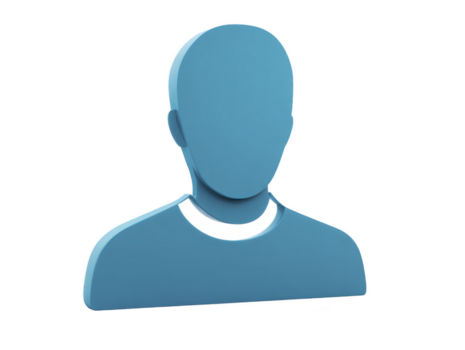 Blue user icon avatar profile symbol 3D illustration faceless person digital identity minimal design isolated on transparency background modern simple technology concept png