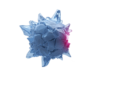 puntiagudo cristal hielo azul agudo transparente brillante resumen 3d aislado frío puntiagudo cristal hielo objeto con agudo transparente azul facetas y brillante rosado realce resumen 3d forma aislado png