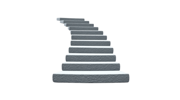 curvo pietra scala con strutturato passaggi isolato su trasparente sfondo, simboleggiante progresso, crescita, e verso l'alto movimento nel architettura o design concetti png