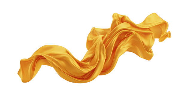 fluente giallo seta tessuto liscio struttura elegante drappo isolato su trasparente sfondo lussuoso e morbido Perfetto per moda o design concetti dinamico movimento vivace colore png