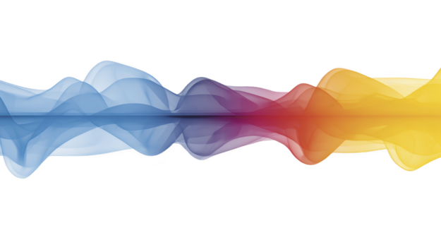 resumen vistoso ola con suave degradado transición desde azul a rojo a amarillo, transparente fluido líneas, moderno digital arte, dinámica movimienot, creativo energía, adecuado para antecedentes png