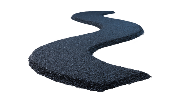 böjd asfalt väg med texturerad yta, isolerat på transparent bakgrund, idealisk för transport eller infrastruktur koncept, framkallar känsla av resa och rörelse png