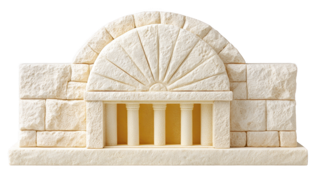 antico pietra arcata con colonne, strutturato calcare parete, classico architettura, storico struttura, elegante e senza tempo disegno, isolato su trasparenza sfondo png