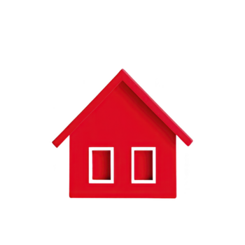 rosso Casa icona semplice casa simbolo isolato su trasparenza sfondo minimo design Due piazza finestre geometrico forma moderno pulito vero tenuta proprietà concetto allegro e invitante png