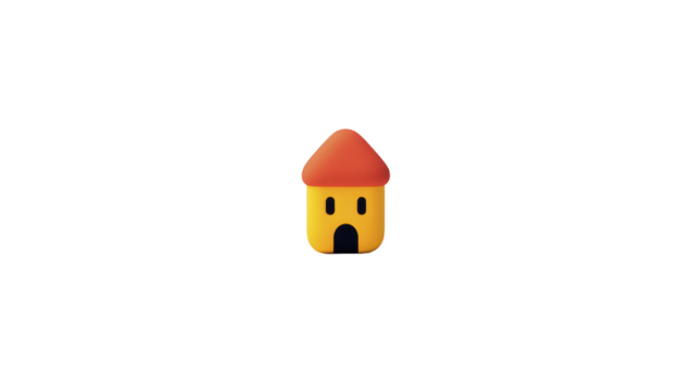 Small house icon yellow wall red roof simple design minimal style isolated on transparency background cheerful and inviting suitable for web app or infographic use png