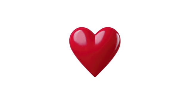Red heart glossy isolated symbol love romance passion shiny 3D happiness emotion affection valentine smooth decorative cheerful cute bright celebration icon joy positive graphic modern simple png