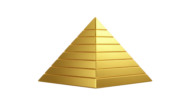 dorado pirámide geométrico forma 3d representación brillante metálico superficie aislado en transparente antecedentes moderno diseño lujo resumen Arte elegante mínimo estilo png