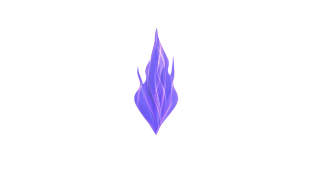 Glowing purple flame with smooth gradient, abstract shape, and soft light effect on transparent background, evokes mystical and futuristic energy png