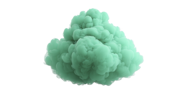 verde Fumo nube, isolato su trasparente sfondo, con morbido, soffice struttura e astratto forma, adatto per creativo disegno, surreale, o fantasia concetti png