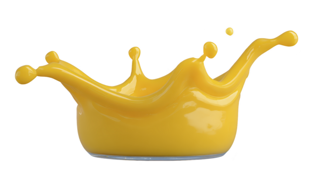 Yellow liquid splash isolated on transparency background glossy texture dynamic motion abstract shape vibrant color fluid art creative design energetic modern style png