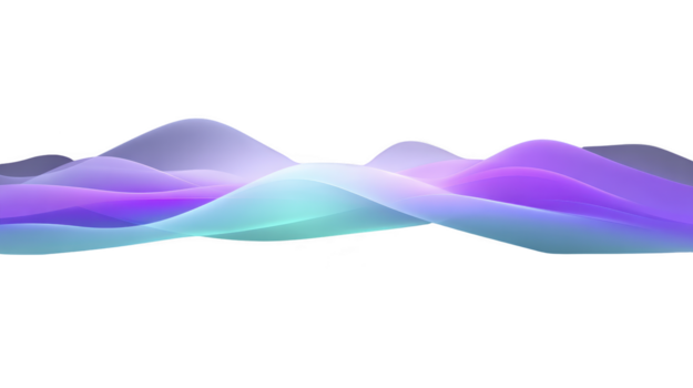 Abstract gradient wave background with smooth flowing lines in purple, blue, and turquoise tones, creating modern, futuristic, and tranquil digital landscape design png