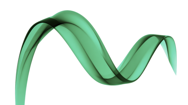 Green abstract wave smooth flowing curve transparent ribbon modern digital art isolated on transparency background elegant and dynamic creative design element futuristic and minimalistic style png