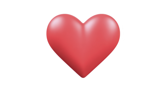 Red heart love romance affection symbol glossy 3D isolated happiness passion valentine emotion shiny smooth icon cheerful positive decorative cute digital graphic simple modern minimal celebration png
