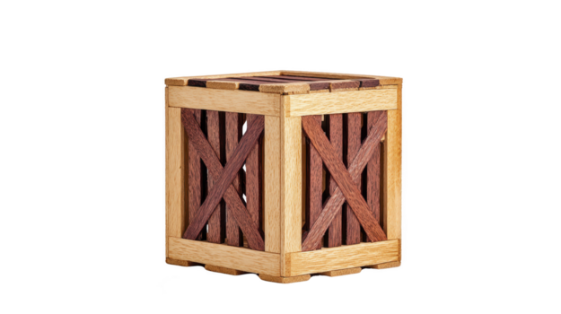 Wooden crate square box rustic container brown storage isolated empty natural material vintage style shipping sturdy construction practical use simple design versatile functional decor png