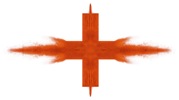 rosso attraversare con polvere esplosione effetto, simmetrico disegno, isolato su trasparente sfondo, moderno astratto stile, energico e dinamico visivo per creativo progetti png