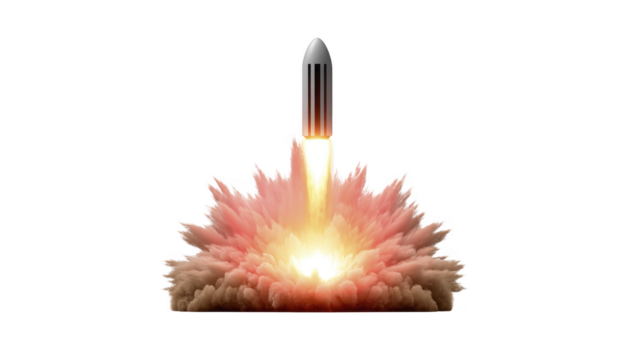 raket lansera, eldig explosion, rök, och dramatisk belysning skapa kraftfull scen av Plats utforskning och innovation, symboliserar ambition, framsteg, och trogen teknologi png