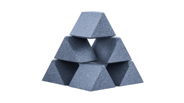 staplade grå sten block anordnad i pyramid form, isolerat på genomskinlighet bakgrund, geometrisk strukturera, konstruktion material, modern design, minimalistisk och rena utseende png