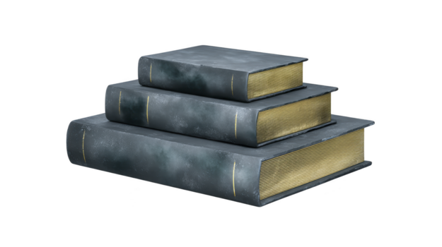 stack av tre årgång böcker med guld kantad sidor, anordnad i pyramid form, isolerat på genomskinlighet bakgrund, framkallar nostalgi och nyfikenhet png
