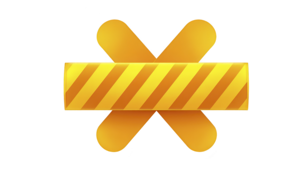 gul randig varning tecken med korsa symbol, isolerat på transparent bakgrund, representerar varning, förbud, eller fel, ofta Begagnade i digital gränssnitt eller säkerhet aviseringar png