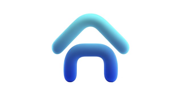 blu astratto Casa icona con arrotondato linee, moderno minimo stile, pendenza colore, isolato su trasparente sfondo, simboleggiante casa, comfort, e sicurezza png