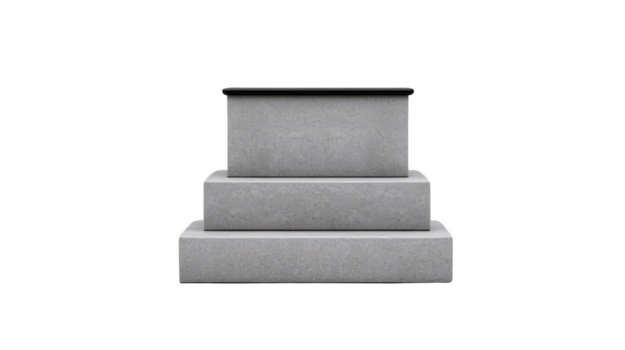 tre fila grigio pietra podio, minimalista disegno, isolato su trasparente sfondo, adatto per Prodotto Schermo, moderno architettura, pulito e semplice stile png