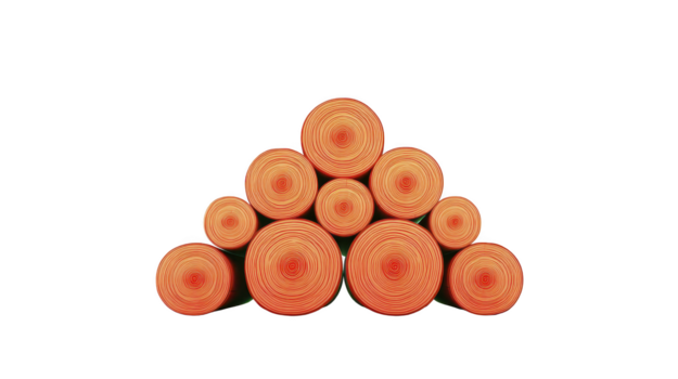 impilati arancia legna logs circolare attraversare sezione isolato su trasparenza sfondo disposte nel piramide forma naturale struttura legname legname rustico semplice pulito minimalista calma tranquillo, calmo png