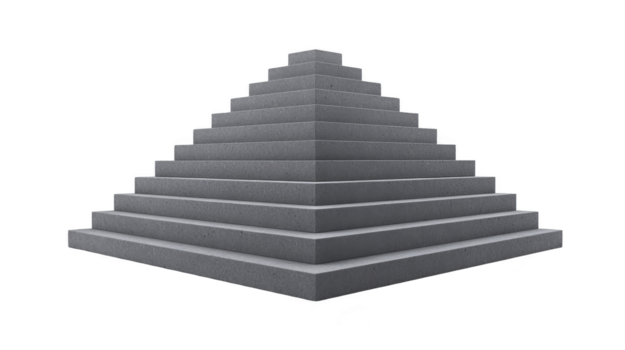 stegad pyramid geometrisk grå betong arkitektonisk isolerat modern minimal strukturera 3d framställa framkallar styrka och stabilitet lämplig för design begrepp och bakgrunder png