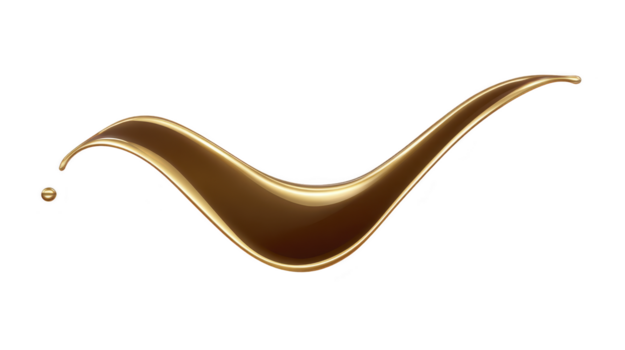 Golden wave abstract curve shiny metallic swoosh elegant design luxury symbol modern art fluid shape isolated on transparent background decorative element smooth line png