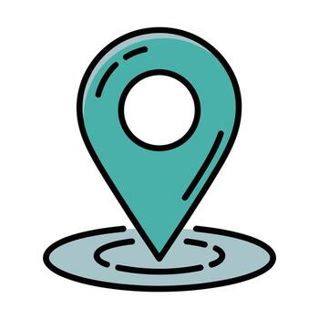 Stylized teal location pin icon with circular zone marker for navigation and mapping applications vector