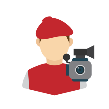 plano estilo retrato do uma cameraman com vermelho chapéu ilustração png