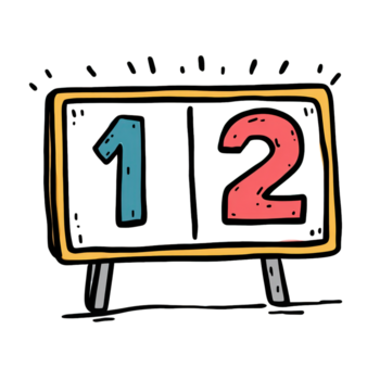 disegnato a mano delineato tabellone segnapunti con numero uno e Due visualizzazione punti png