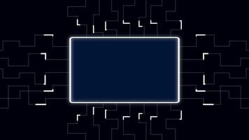 raggiante circuito patata fritta centrato nel buio sfondo per futuristico Tech design concetto. video