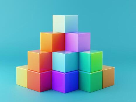 vistoso apilado cubitos en degradado arreglo y simétrico diseño foto